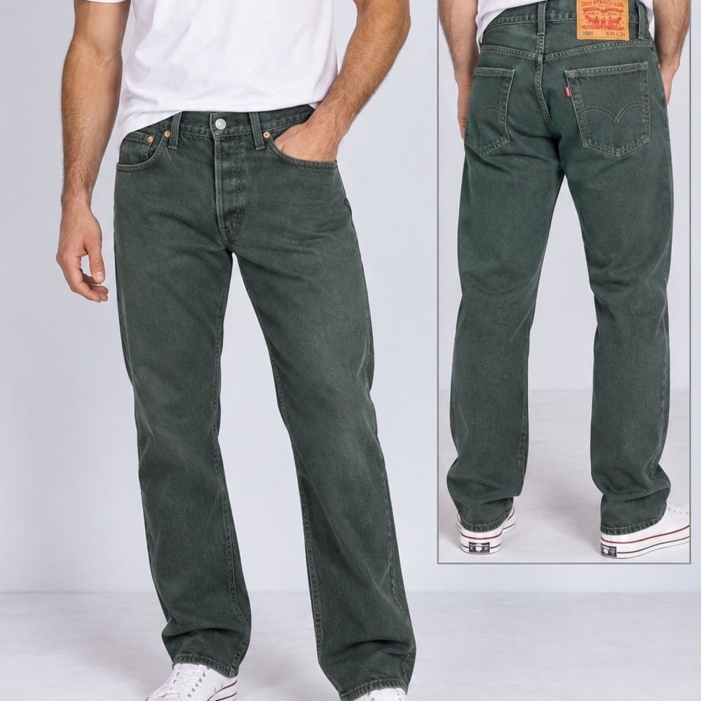 Levi's 501 '93 Men's 31x34 Green Jeans Button Fly Straight Leg Vintage Style